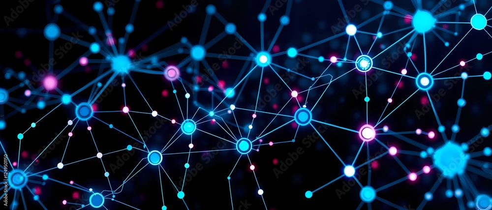 Fototapeta premium Vibrant Neural Networks in Space