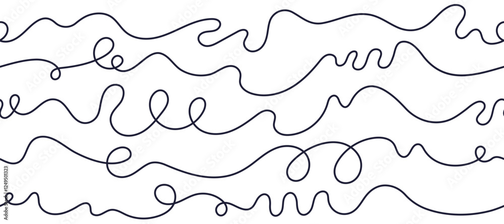 Long wavy thread. Curls scribble pattern Spaghetti Long wavy thread. Curls scribble pattern Spaghetti
