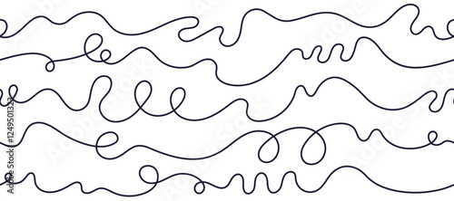 Long wavy thread. Curls scribble pattern Spaghetti