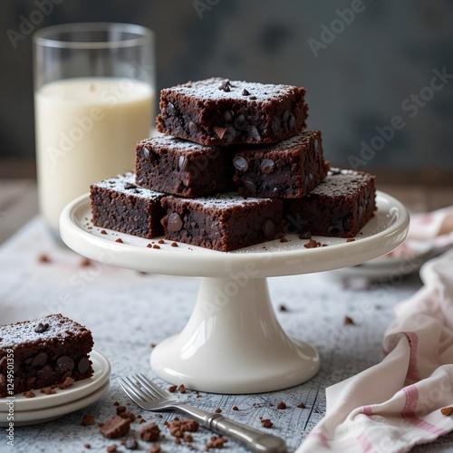 ich and Fudgy Chocolate Brownie with a Crackly Top. Generative AI
