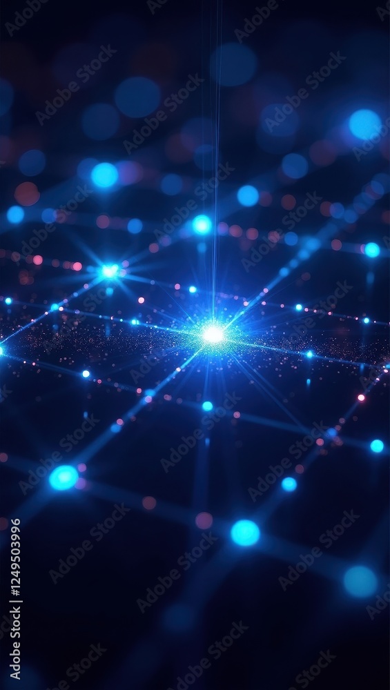 Fototapeta premium Illustration of interconnected nodes representing a network of servers or computers in a digital environment