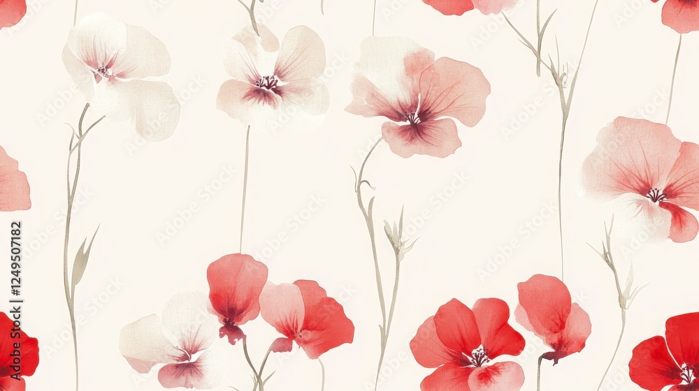 custom made wallpaper toronto digitalDelicate Floral Pattern With Red And White Flowers with Decorative Elements And Botanical Motifs. Floral Design With Seamless Patterns. Perfect for Wallpaper And Fabric Prints. Elegant and Stylish