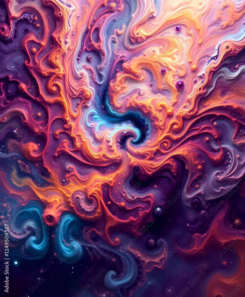 Obraz premium Vibrant Abstract Swirls - Cosmic Fractal Expressionism Digital Art