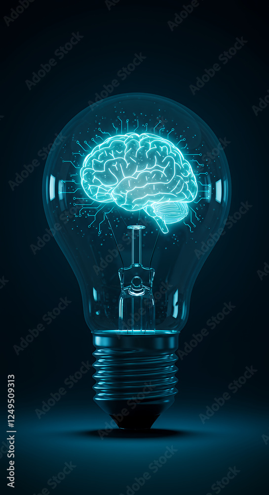 AI Brainpower: Lightbulb Moment, Artificial Intelligence, Innovation, Technology, and Ideas