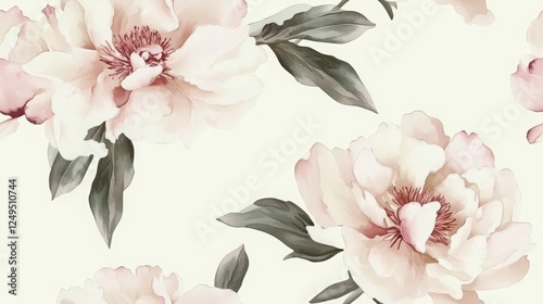Floral Pattern Seamless Repeat Watercolor Peonies