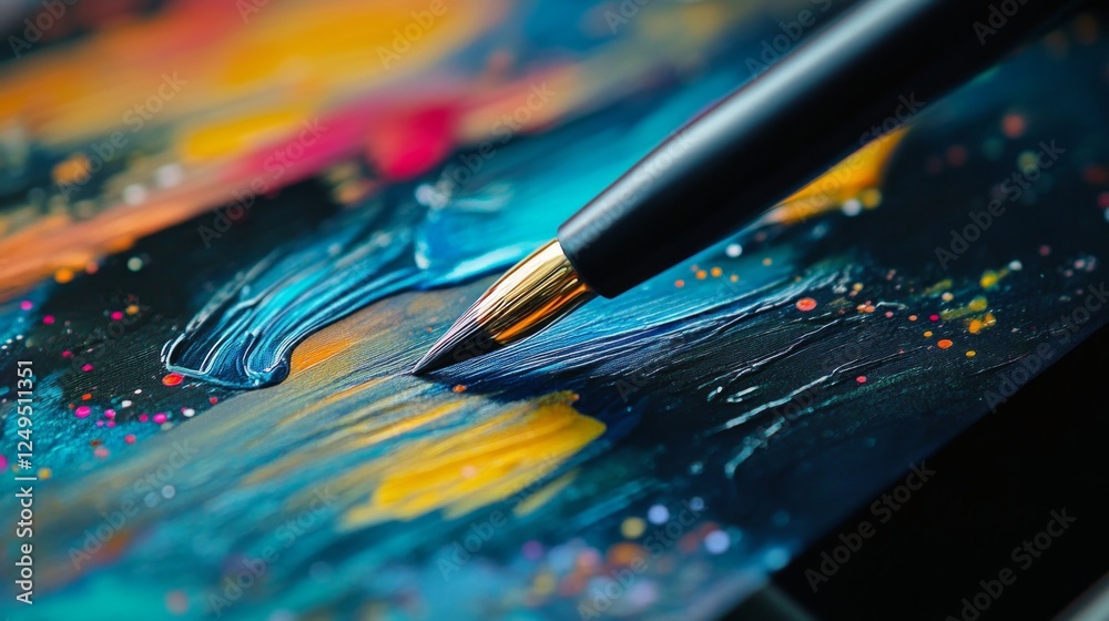 Fototapeta premium Precision detailing of a stylus tip on a digital tablet screen creative workspace close-up image artistic environment macro view technology focus