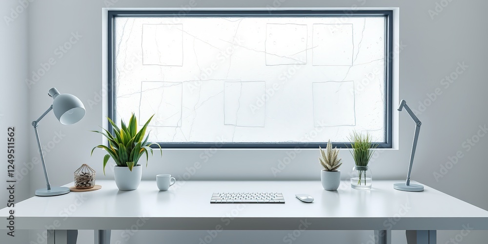Winter Workspace: Minimal Desk with Frigid Decor Winter Workspace: Minimal Desk with Frigid Decor