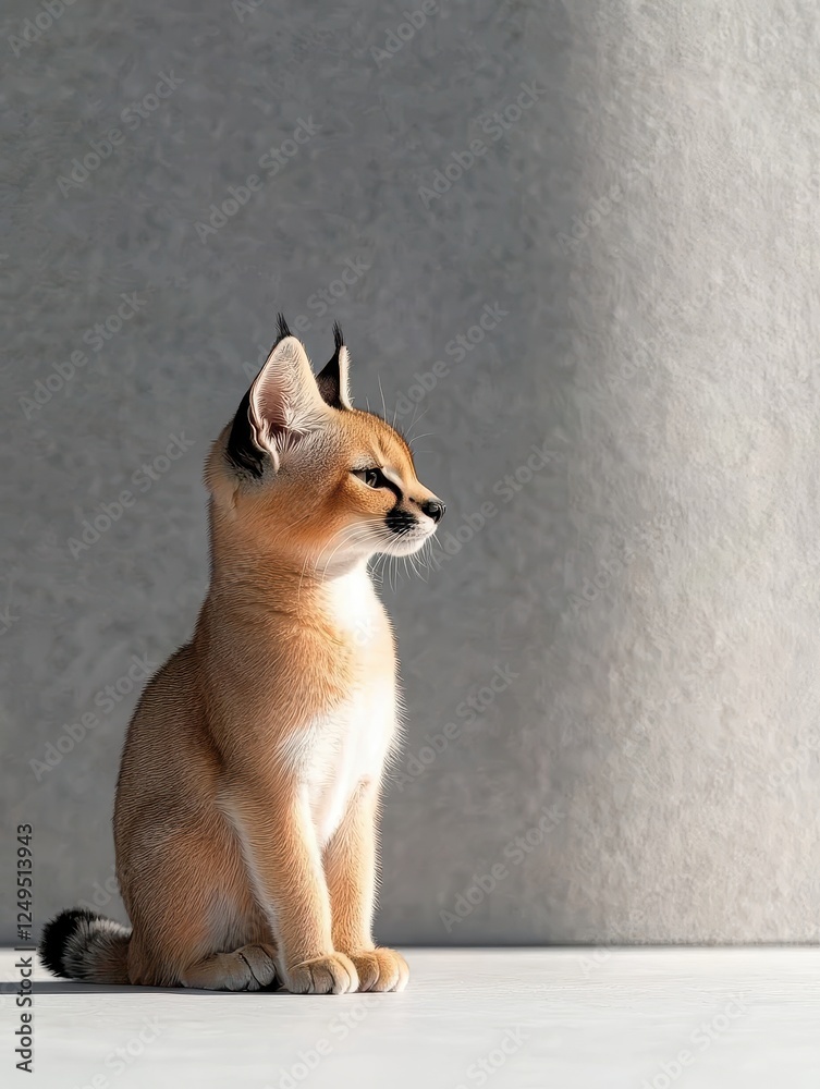 Fototapeta premium A serene profile of a young cat showcasing its graceful features and soft fur.