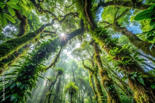 Rainforest canopy with epiphytes and vines, epiphytic plants, tropical forest, ecosystem services, vine, conservation photo