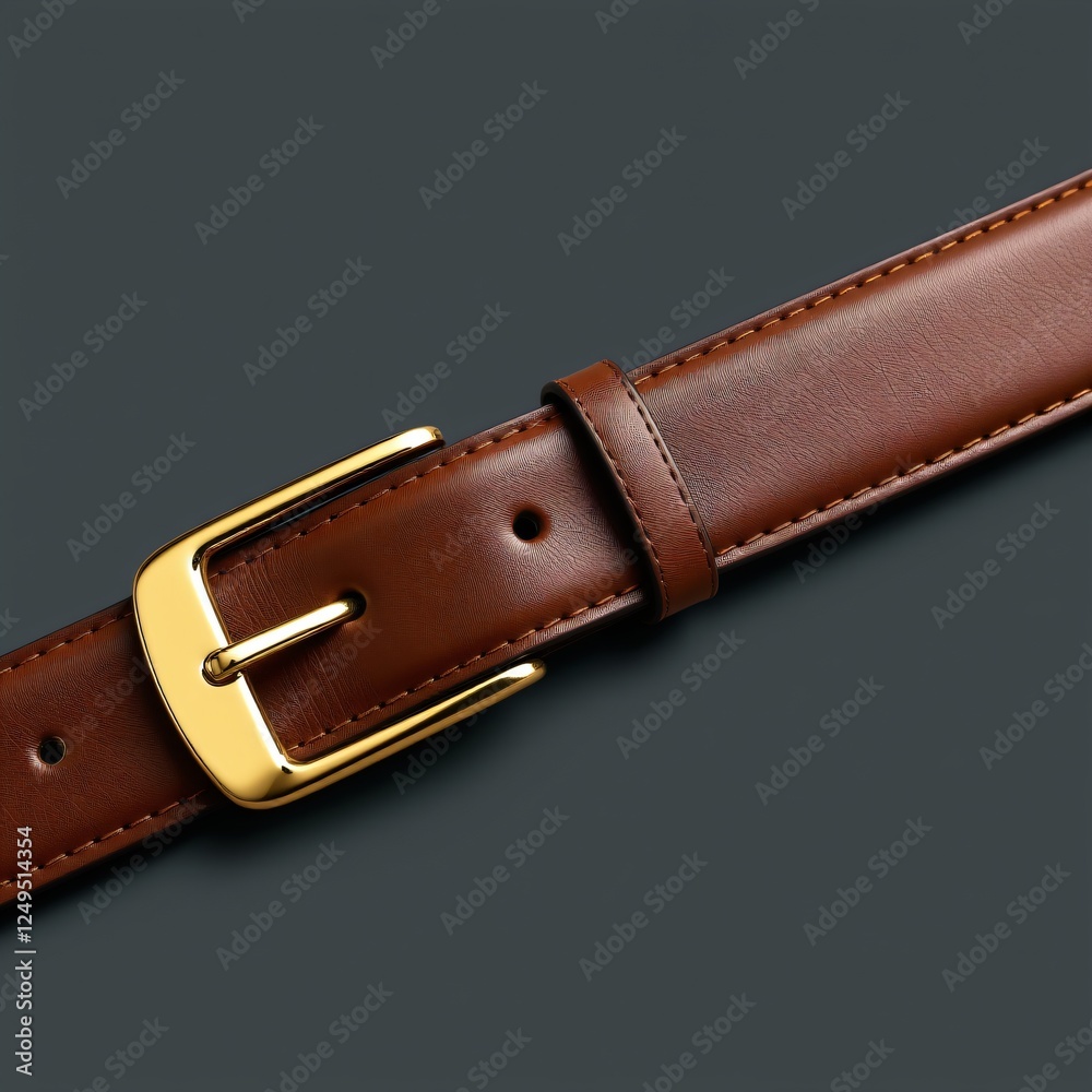 Luxury Leather Belt with Gold Buckle and Smooth Finish Luxury Leather Belt with Gold Buckle and Smooth Finish