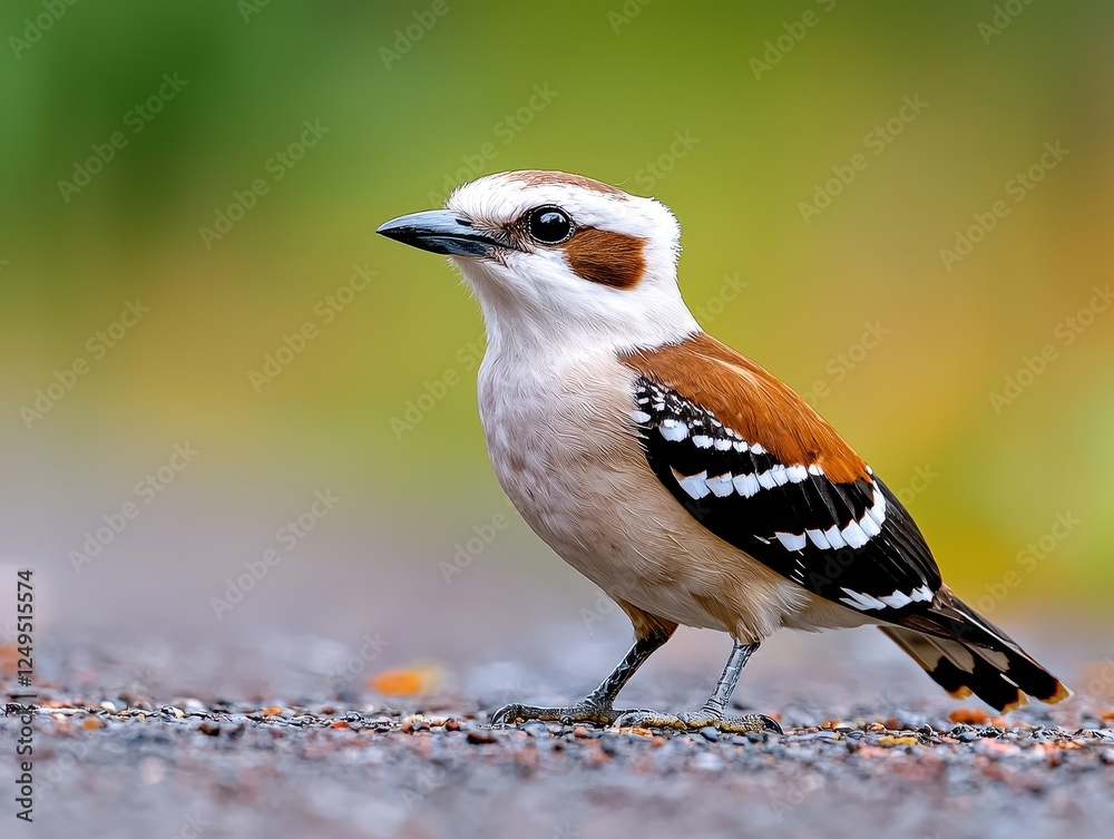 A vibrant bird standing on the ground, showcasing its colorful plumage and unique features. A vibrant bird standing on the ground, showcasing its colorful plumage and unique features.
