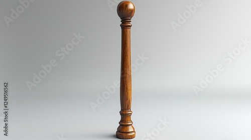 Wooden post, studio shot, light gray background, 3D model photo