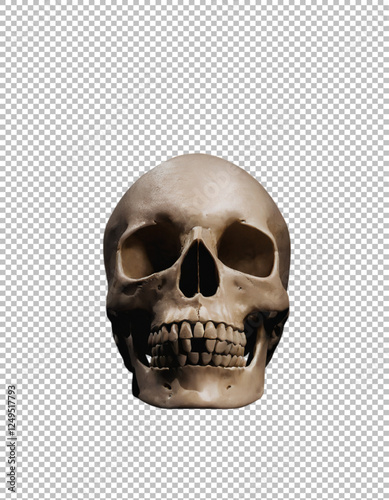 dark Abstract Human Skull Sculpture on transparent background, png, psd
