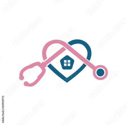 doctor home logo design with stethoscope icon