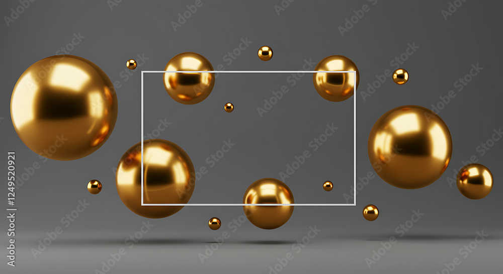 Obraz premium golden balls on a black background, banner, background, mockup
