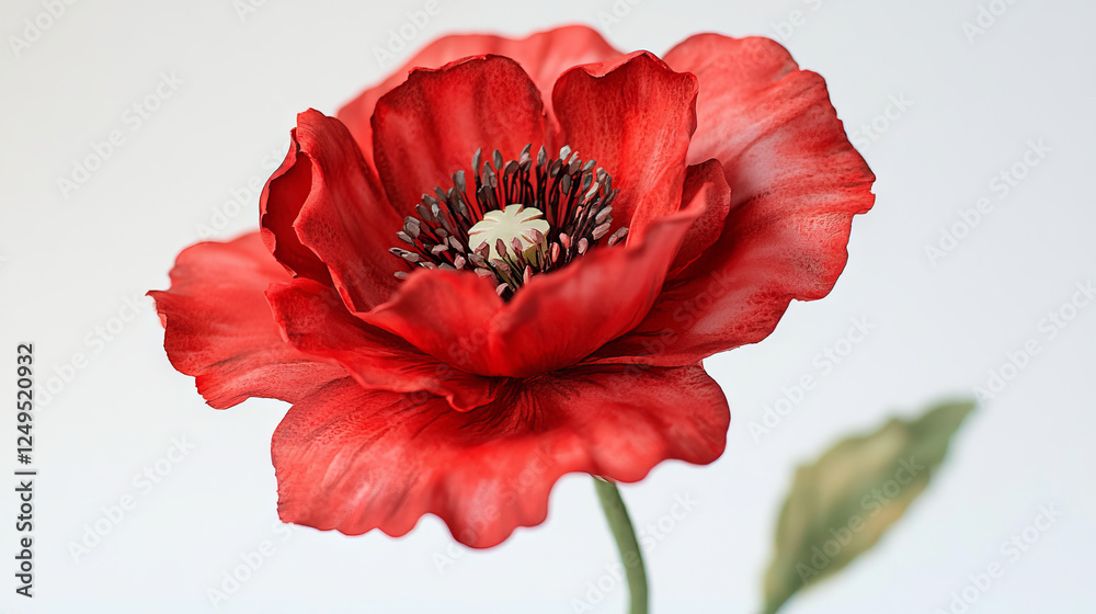 Close-up of Vibrant Red Poppy Flower Capturing Beauty of Nature, Concept of Natural Elegance, Floral Aesthetics, Symbolism, American Memorial Day Close-up of Vibrant Red Poppy Flower Capturing Beauty of Nature, Concept of Natural Elegance, Floral Aesthetics, Symbolism, American Memorial Day
