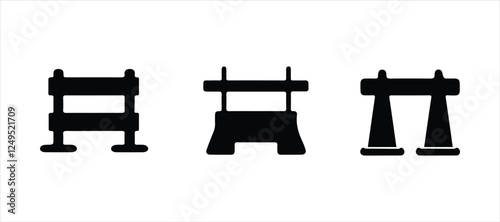 Road barrier illustration on white background. barrier vector icon set.
