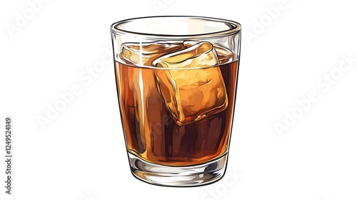 A glass of cold brew coffee, isolated on white