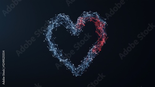 Abstract Heart Shape Made of Colorful Network Connections