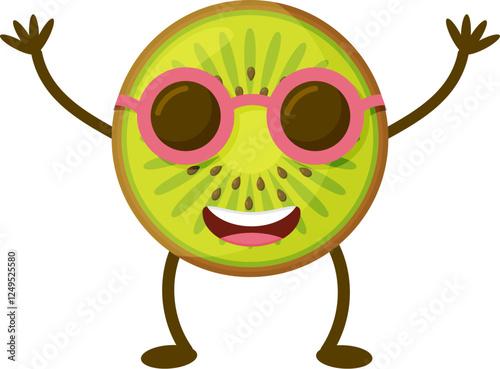 Cartoon Illustration of a Kiwi. Cute Fruit Mascot.