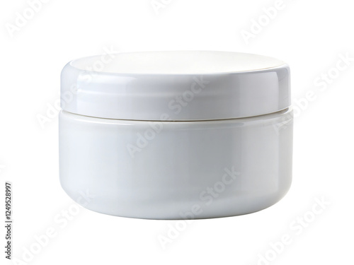 Mock up of white plastic jar of cream isolated on white background