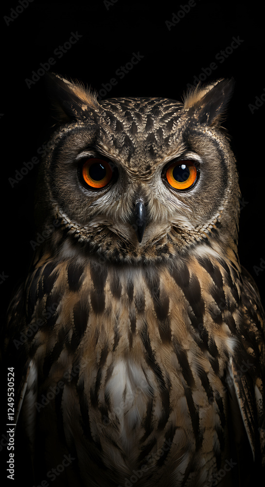 Intense Owl Gaze: Captivating Portrait of a Majestic Bird of Prey in Striking Detail & Vibrant Eyes - Nature, Wildlife Photography Intense Owl Gaze: Captivating Portrait of a Majestic Bird of Prey in Striking Detail & Vibrant Eyes - Nature, Wildlife Photography