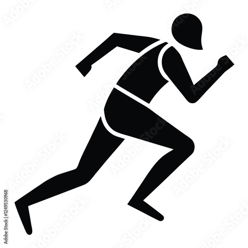 A runner icon in motion black silhouette vector.