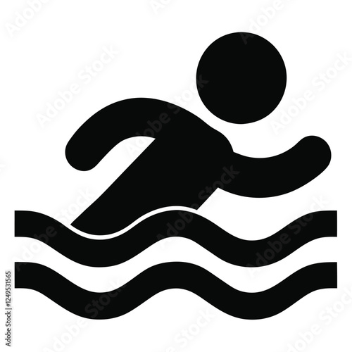 A swimmer icon in a pool black silhouette vector.