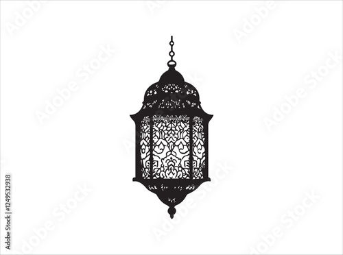 Traditional Lantern Silhouette with Ornate Details at Dusk