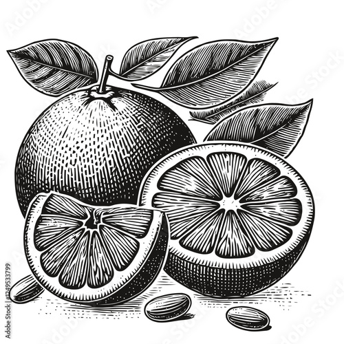 Hand-Drawn Illustration of an Orange