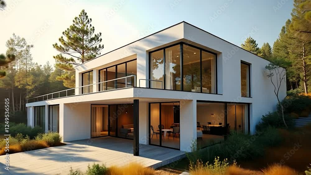 Modern House Exterior with Minimalist Design and Natural Surroundings Modern House Exterior with Minimalist Design and Natural Surroundings