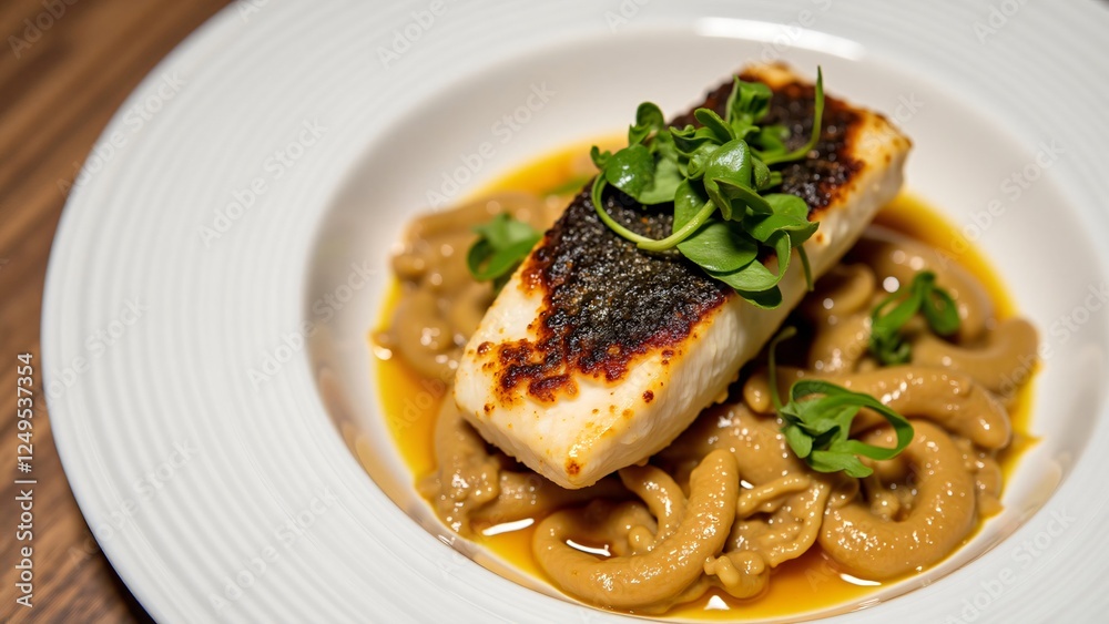 Pan-Seared Fish Fillet with Creamy Saffron Pasta Pan-Seared Fish Fillet with Creamy Saffron Pasta