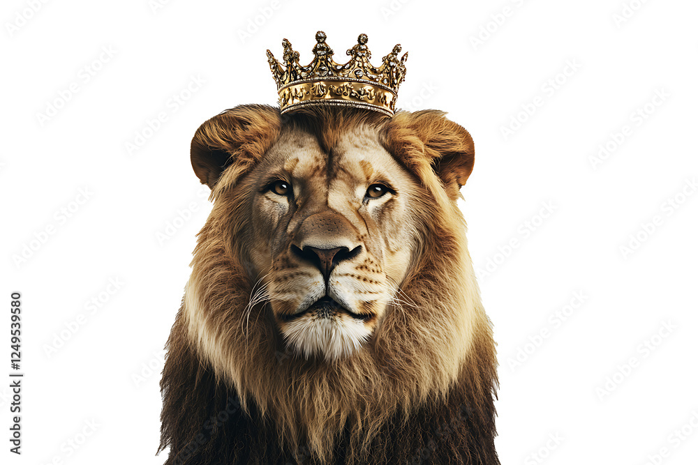 lion with a crown head isolated on white background PNG.AI GENERATED lion with a crown head isolated on white background PNG.AI GENERATED