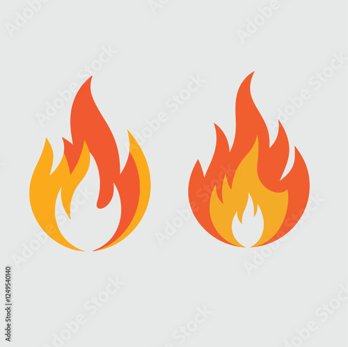 Fire icon vector  icon  vector style with white background Art & Illustration