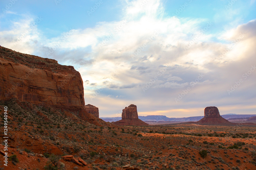 Scenic View of Monument Valley's Unique Desert Landscape