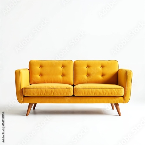 3D Sofa Model, Modern Couch Mockup, Minimalist Living Room Furniture, High-Quality Digital Render on White Background