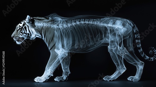 Digital illustration of a tiger, appearing as a network of light dots on a black background, showcasing its form in a stylized way.