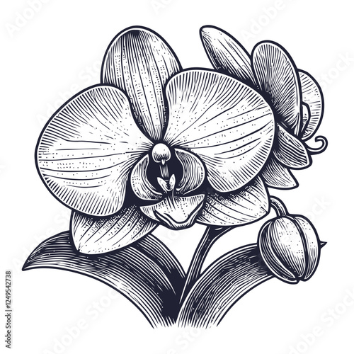 Hand-Drawn Orchid Flower Illustration