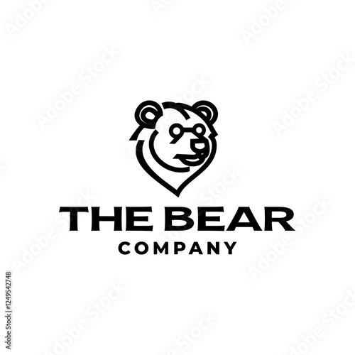bear simple line icon logo vector design, modern logo pictogram design of grizzly bear mascot