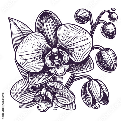 Hand-Drawn Orchid Flower Illustration