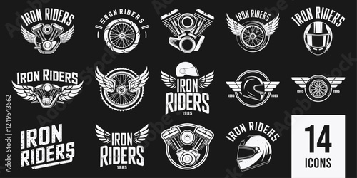 Bold T-Shirt Design Featuring 'Iron Riders' Themes with Motorcycle Graphics and Vintage Icons – Perfect for Bikers and Motorcycle Enthusiasts Who Love the Open Road!