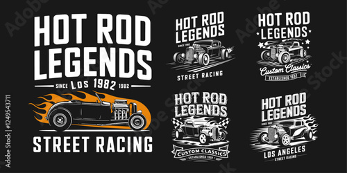 Exciting T-Shirt Design Featuring 'Hot Rod Legends' with Classic Car Graphics – Perfect for Car Enthusiasts and Street Racing Fans Who Love Custom Classics Since 1982!