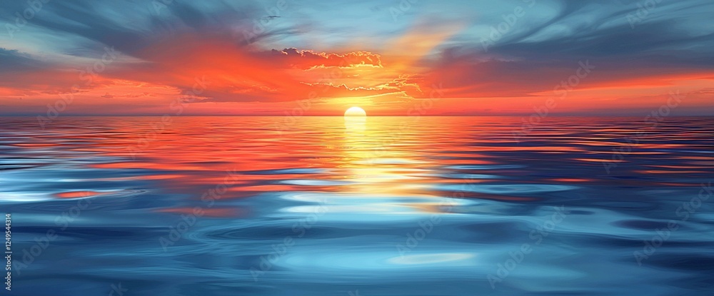 Fototapeta premium Colorful Sunset over Calm Ocean