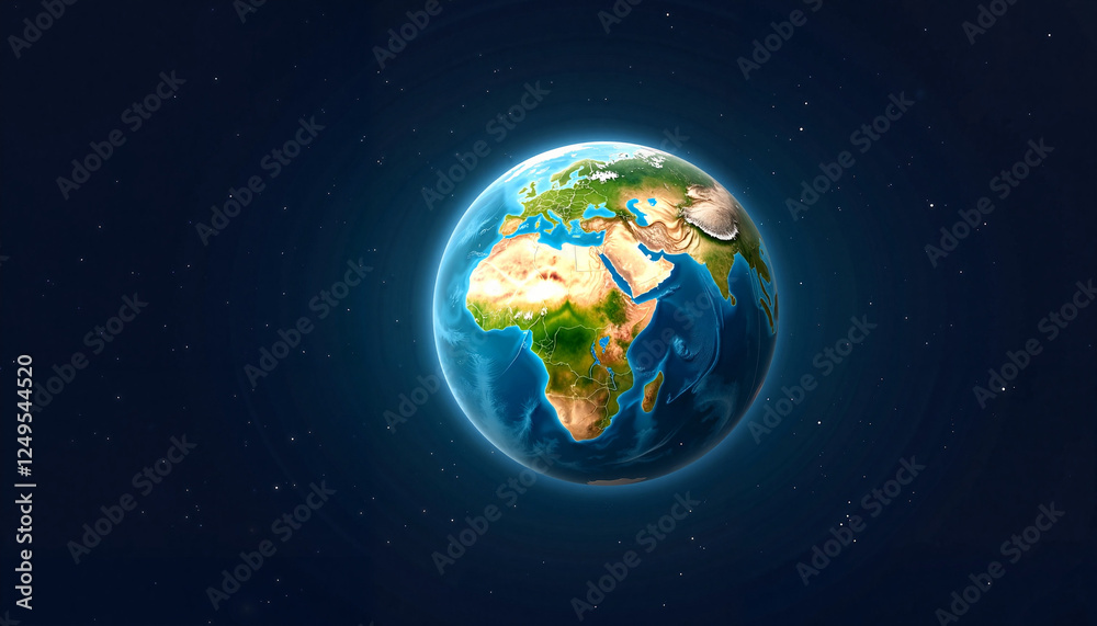 Fototapeta premium Realistic depiction of Planet Earth against deep space, environmental awareness