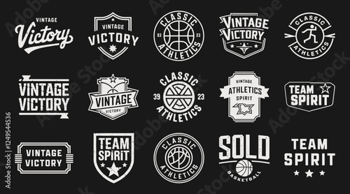 Show Your Winning Spirit with This Vintage Athletic T-Shirt Design Collection Featuring 'Vintage Victory' and 'Team Spirit' – Perfect for Sports Lovers and Champions of Classic Style!