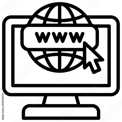www Web Desktop Customer Support Icon Line Design Vector Concept