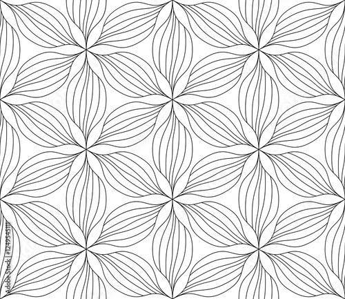 Seamless floral pattern. Modern geometric background made of thin threads.