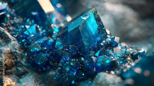 A Vibrant Tribute to the Stunning Vivianite Mineral Crystals Shining in Natural Light photo