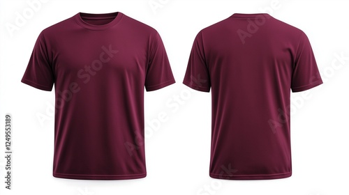 a blank plain burgundy cotton t-shirt, mock up photo