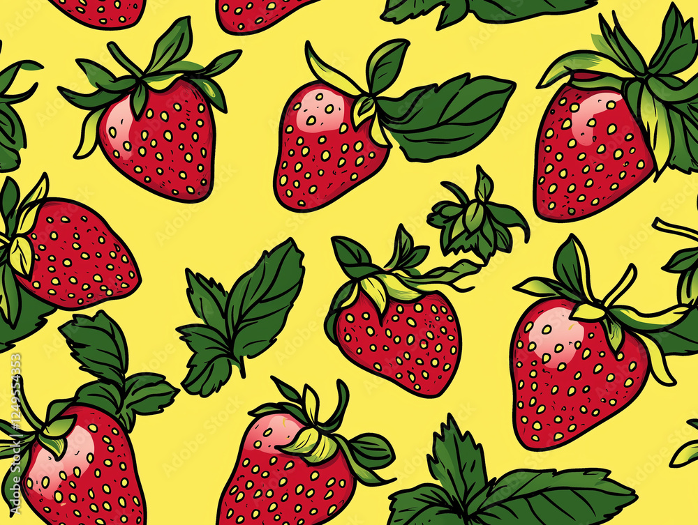 Strawberry illustration seamless pattern Strawberry illustration seamless pattern